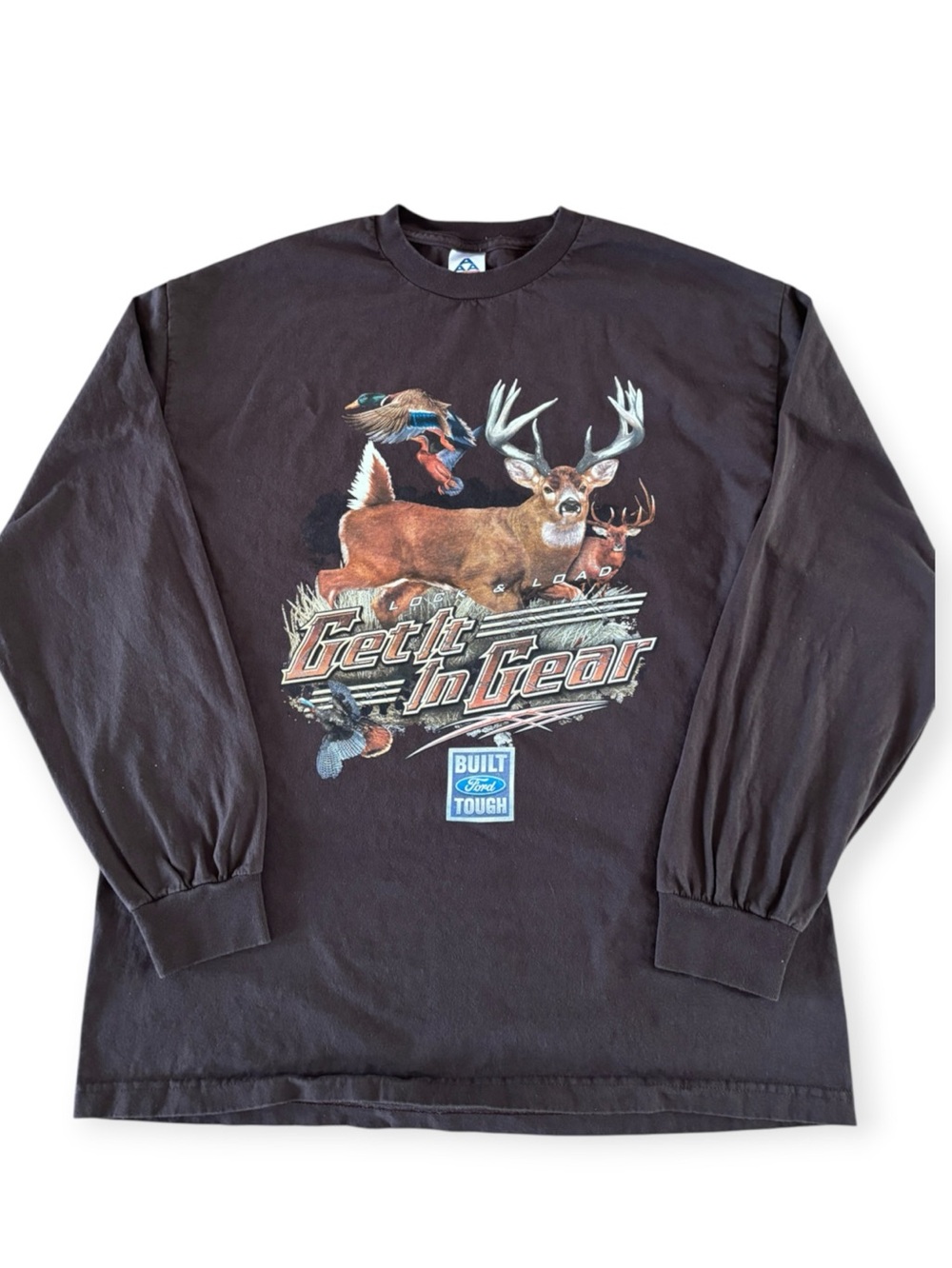 VTG T-Shirt Lock & Load Deer Hunting Outdoor Buck Long Sleeve Mens XL Ford Tough